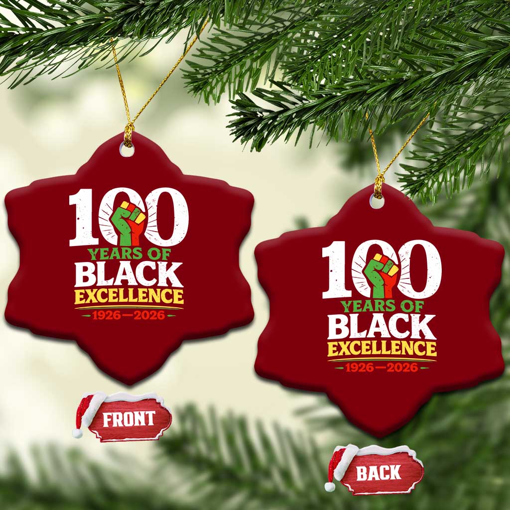 100 Years of Black Excellence 1926 2026 Ceramic Ornament Pan-African Raised Fist Pride Honoring Black History Legacy
