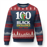 100 Years of Black Excellence 1926 2026 Ugly Christmas Sweater Pan-African Raised Fist Pride Honoring Black History Legacy
