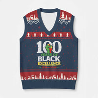 100 Years of Black Excellence 1926 2026 V-Neck Knit Sweater Vest Pan-African Raised Fist Pride Honoring Black History Legacy