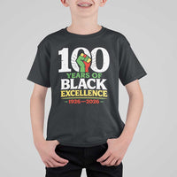 100 Years of Black Excellence 1926 2026 T Shirt For Kid Pan-African Raised Fist Pride Honoring Black History Legacy