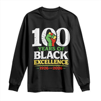 100 Years of Black Excellence 1926 2026 Long Sleeve Shirt Pan-African Raised Fist Pride Honoring Black History Legacy