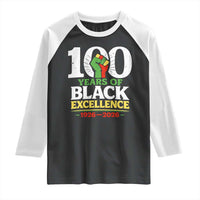 100 Years of Black Excellence 1926 2026 Raglan Shirt Pan-African Raised Fist Pride Honoring Black History Legacy