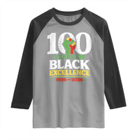 100 Years of Black Excellence 1926 2026 Raglan Shirt Pan-African Raised Fist Pride Honoring Black History Legacy