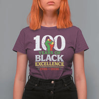 100 Years of Black Excellence 1926 2026 T Shirt For Women Pan-African Raised Fist Pride Honoring Black History Legacy