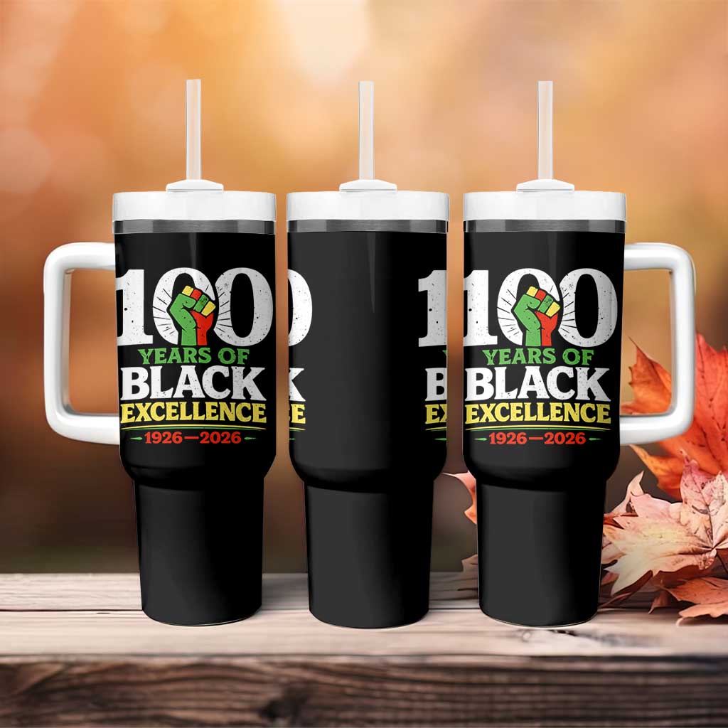 100 Years of Black Excellence 1926 2026 Tumbler With Handle Pan-African Raised Fist Pride Honoring Black History Legacy