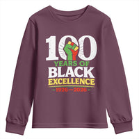 100 Years of Black Excellence 1926 2026 Youth Sweatshirt Pan-African Raised Fist Pride Honoring Black History Legacy