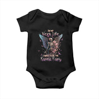 Gothic Skeleton Roses Baby Onesie In My Next Life I Want To Be The Karma Fairy Pink