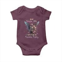 Gothic Skeleton Roses Baby Onesie In My Next Life I Want To Be The Karma Fairy Pink