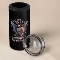 Gothic Skeleton Roses 4 in 1 Can Cooler Tumbler In My Next Life I Want To Be The Karma Fairy Pink