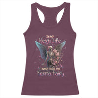 Gothic Skeleton Roses Racerback Tank Top In My Next Life I Want To Be The Karma Fairy Pink