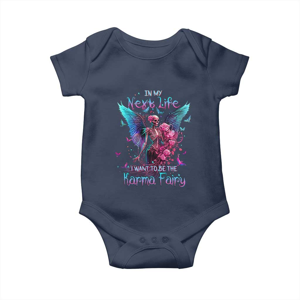 Gothic Skeleton Roses Baby Onesie In My Next Life I Want To Be The Karma Fairy
