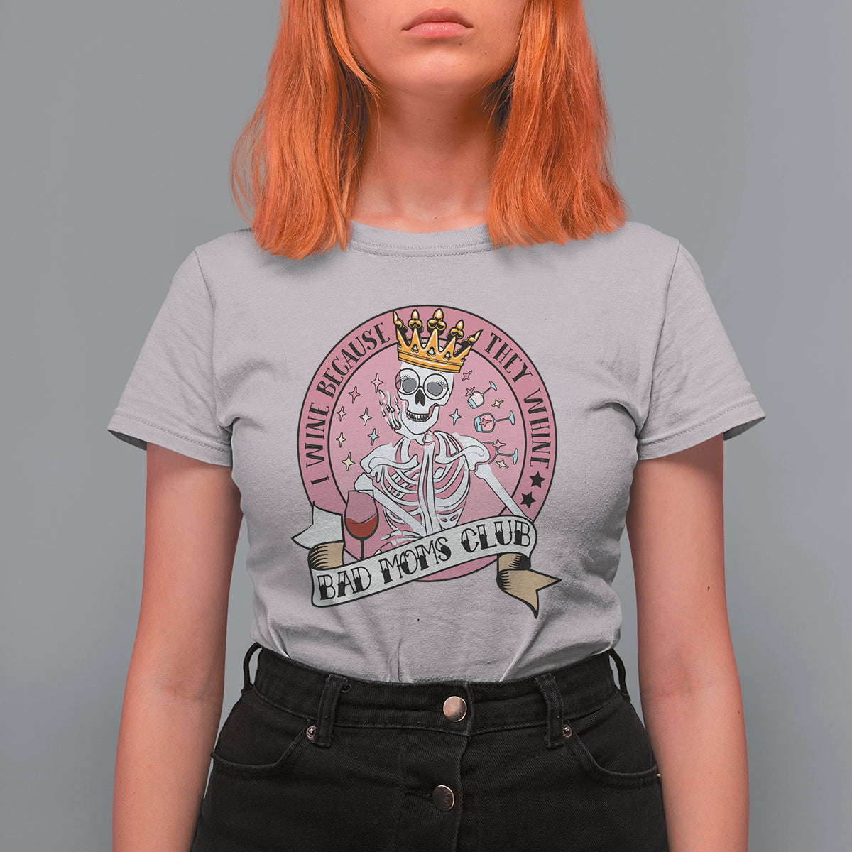 Skull Mom T Shirt For Women I Wine Because They Whine Mother's Day Gifts - Wonder Print Shop