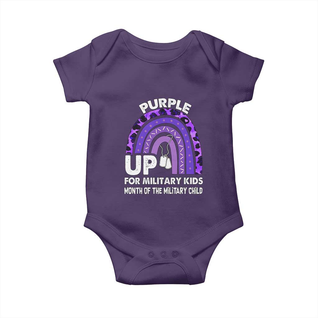Purple Up For Military Kids Baby Onesie Military Child Month Dog Tags Purple Ribbon Rainbow