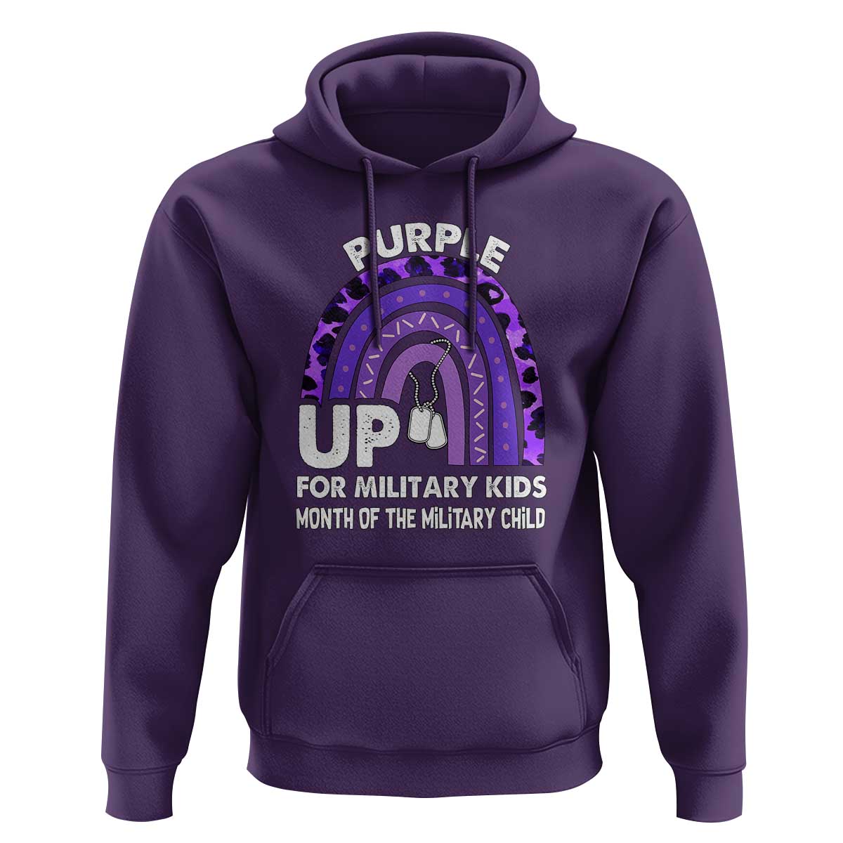 Purple Up For Military Kids Hoodie Military Child Month Dog Tags Purple Ribbon Rainbow