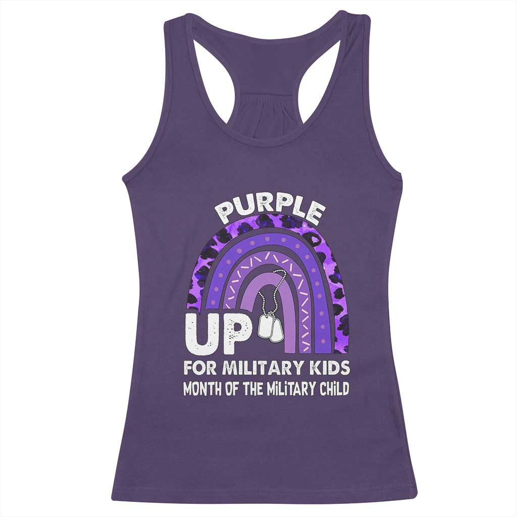 Purple Up For Military Kids Racerback Tank Top Military Child Month Dog Tags Purple Ribbon Rainbow