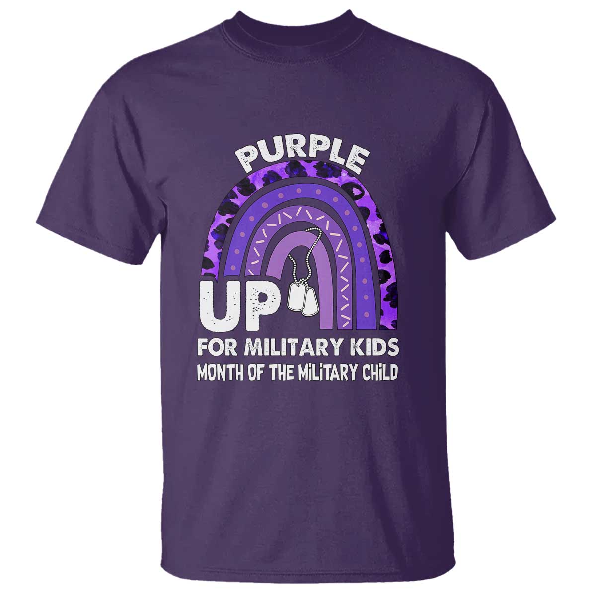 Purple Up For Military Kids T Shirt Military Child Month Dog Tags Purple Ribbon Rainbow