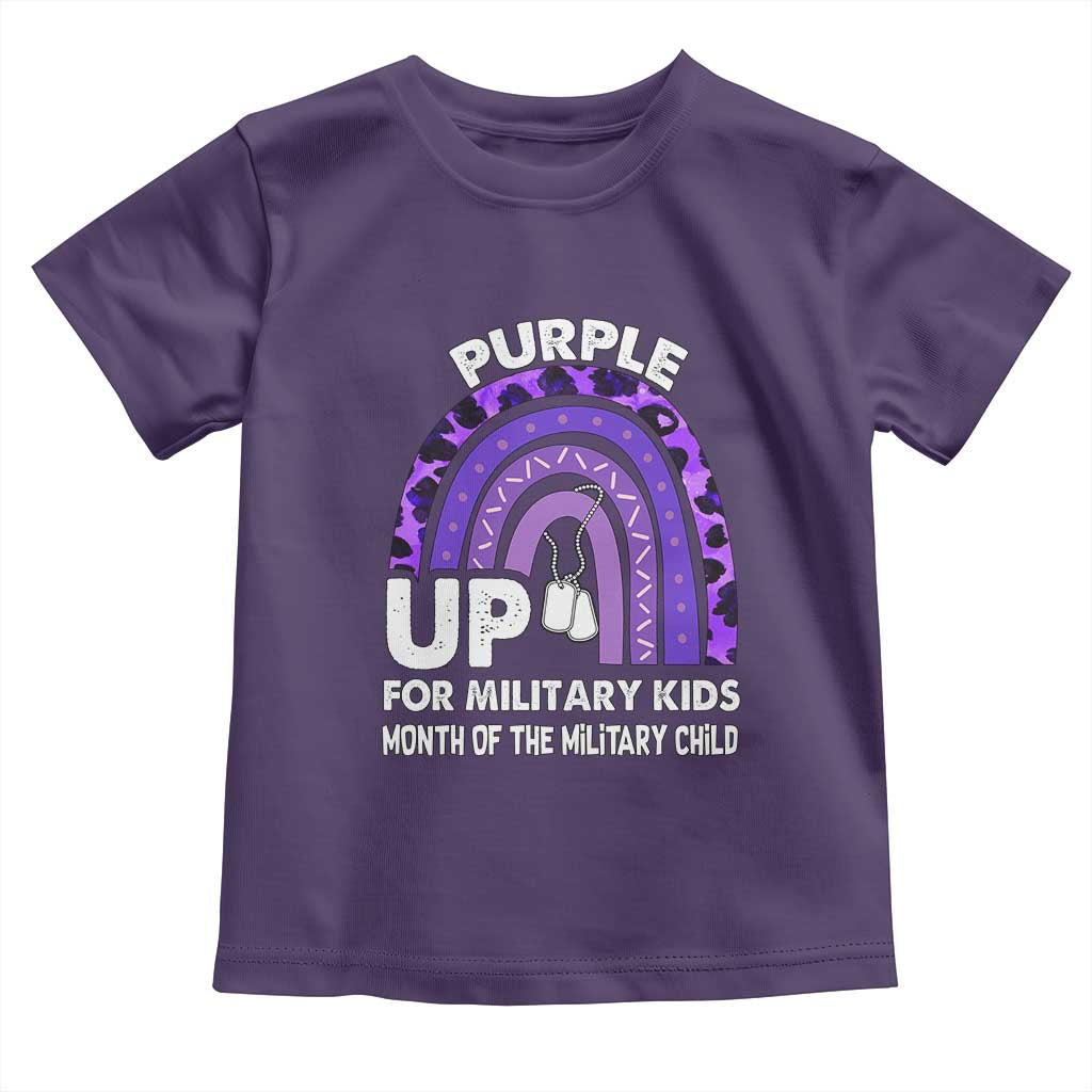 Purple Up For Military Kids Toddler T Shirt Military Child Month Dog Tags Purple Ribbon Rainbow