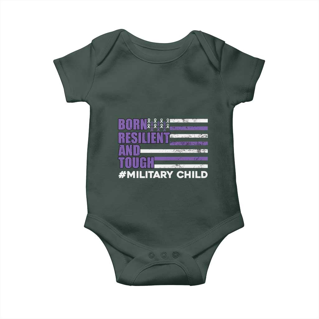 Military Child Born Resilient Tough Baby Onesie Month Of The Military Kids Army Soldier American Flag