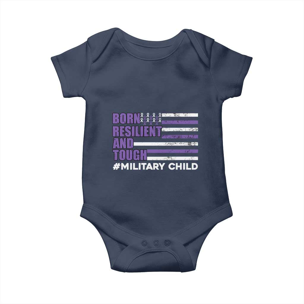 Military Child Born Resilient Tough Baby Onesie Month Of The Military Kids Army Soldier American Flag