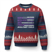 Military Child Born Resilient Tough Ugly Christmas Sweater Month Of The Military Kids Army Soldier American Flag - Wonder Print Shop
