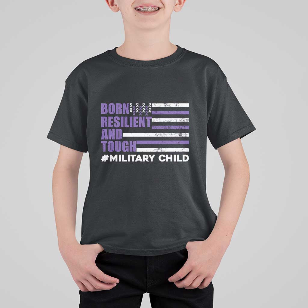 Military Child Born Resilient Tough T Shirt For Kid Month Of The Military Kids Army Soldier American Flag