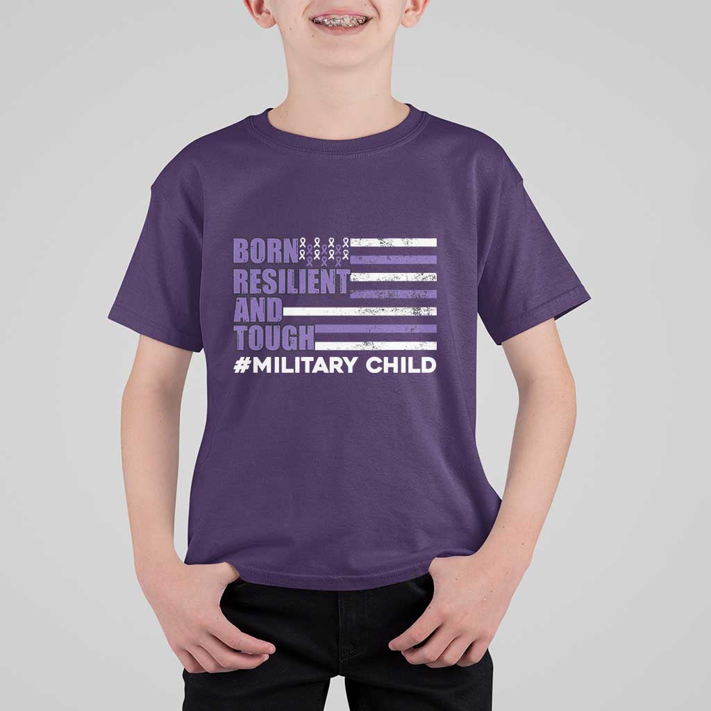 Military Child Born Resilient Tough T Shirt For Kid Month Of The Military Kids Army Soldier American Flag