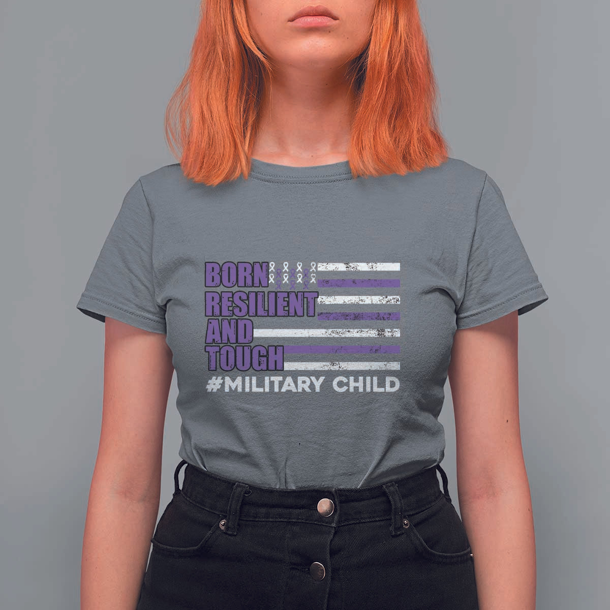 Military Child Born Resilient Tough T Shirt For Women Month Of The Military Kids Army Soldier American Flag