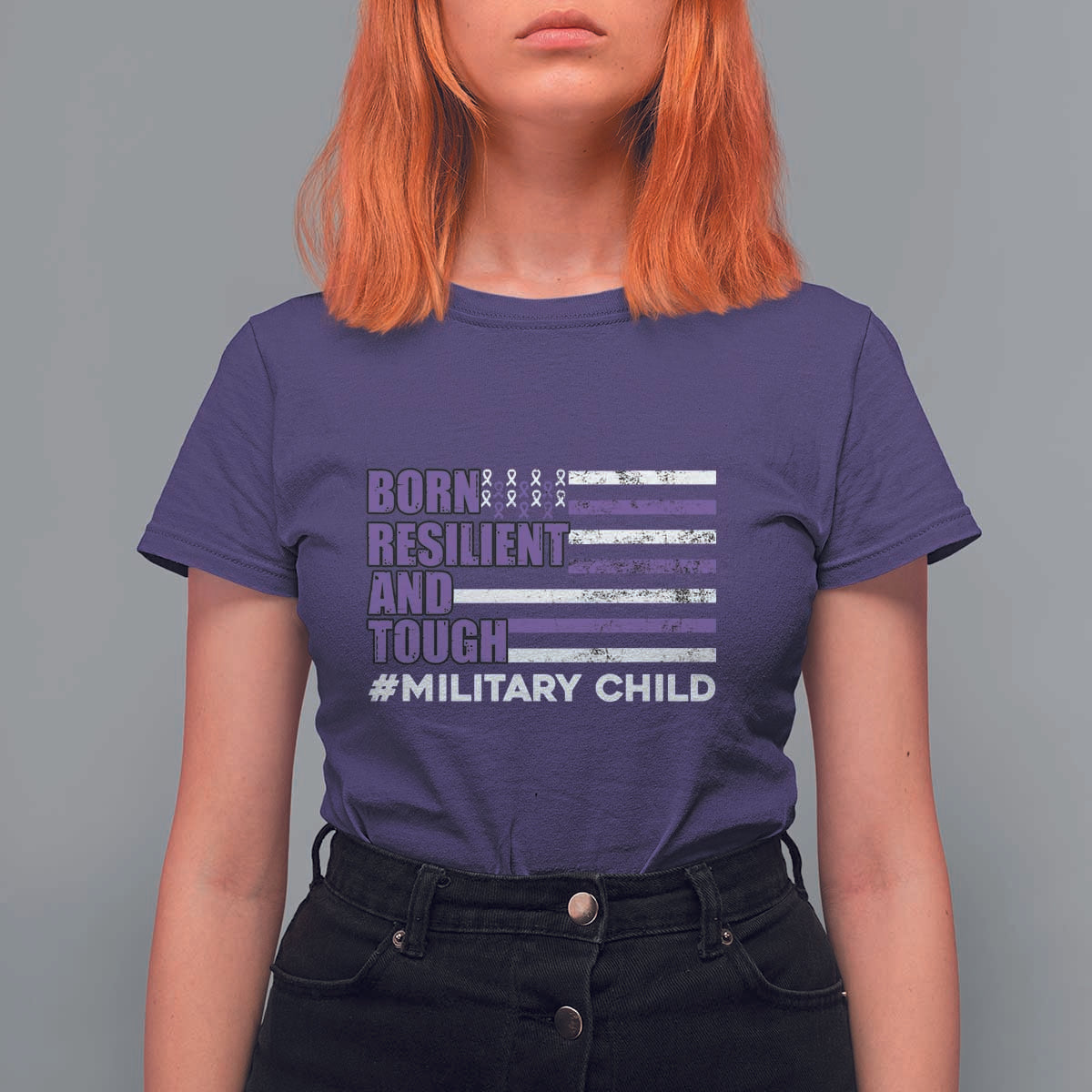 Military Child Born Resilient Tough T Shirt For Women Month Of The Military Kids Army Soldier American Flag