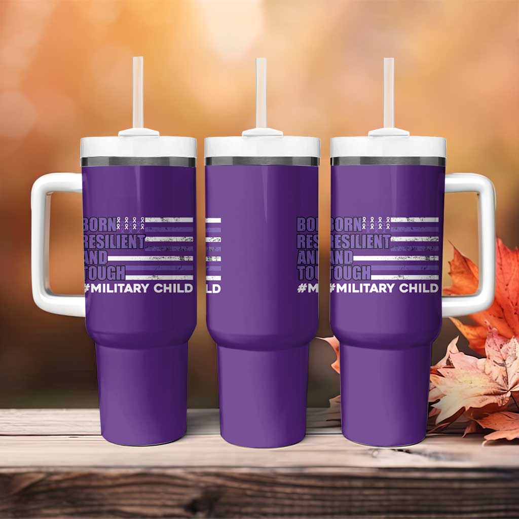 Military Child Born Resilient Tough Tumbler With Handle Month Of The Military Kids Army Soldier American Flag