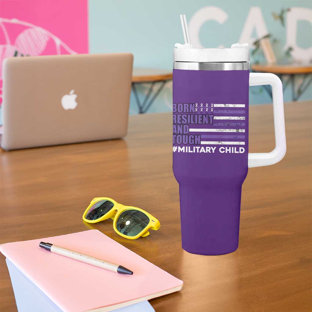Military Child Born Resilient Tough Tumbler With Handle Month Of The Military Kids Army Soldier American Flag