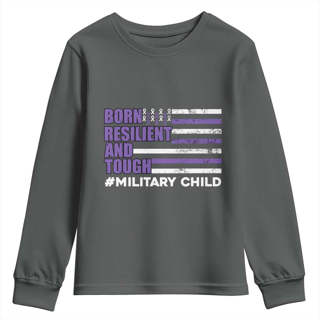 Military Child Born Resilient Tough Youth Sweatshirt Month Of The Military Kids Army Soldier American Flag