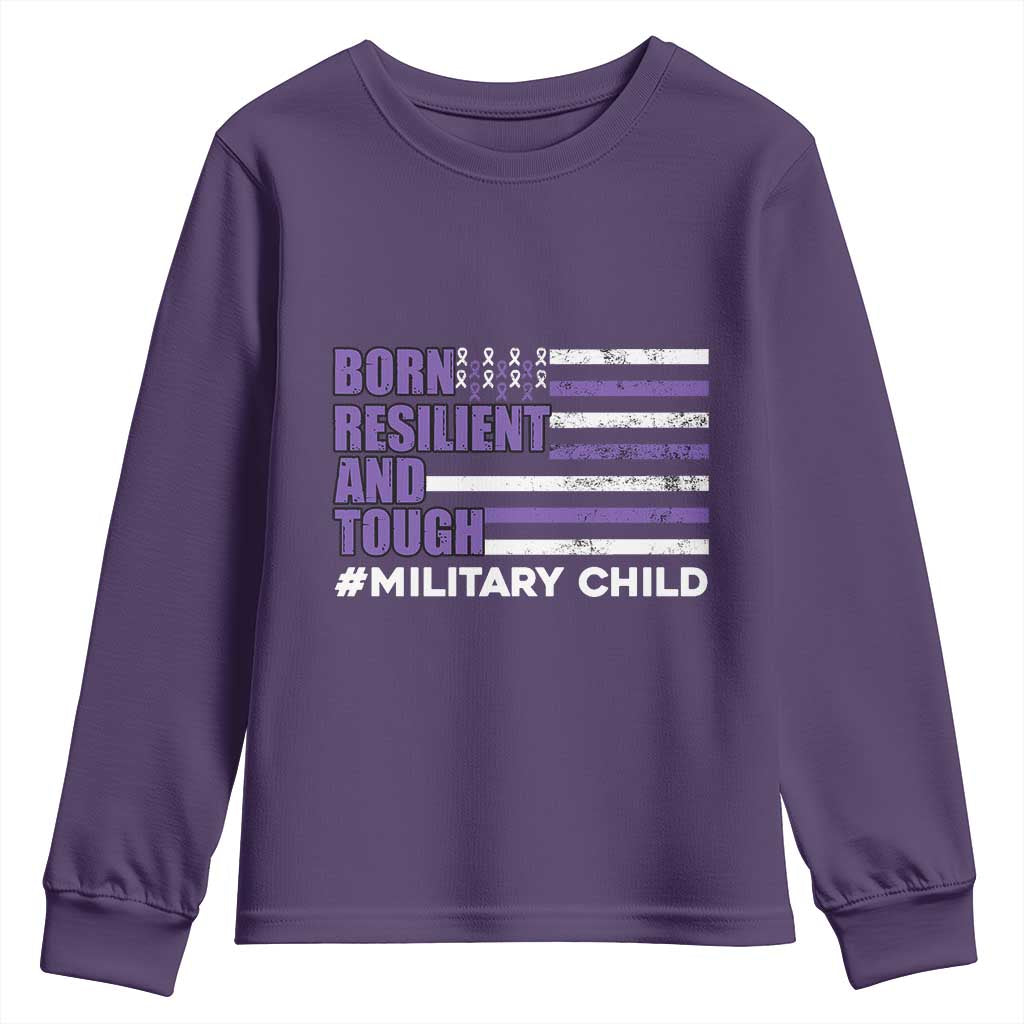Military Child Born Resilient Tough Youth Sweatshirt Month Of The Military Kids Army Soldier American Flag