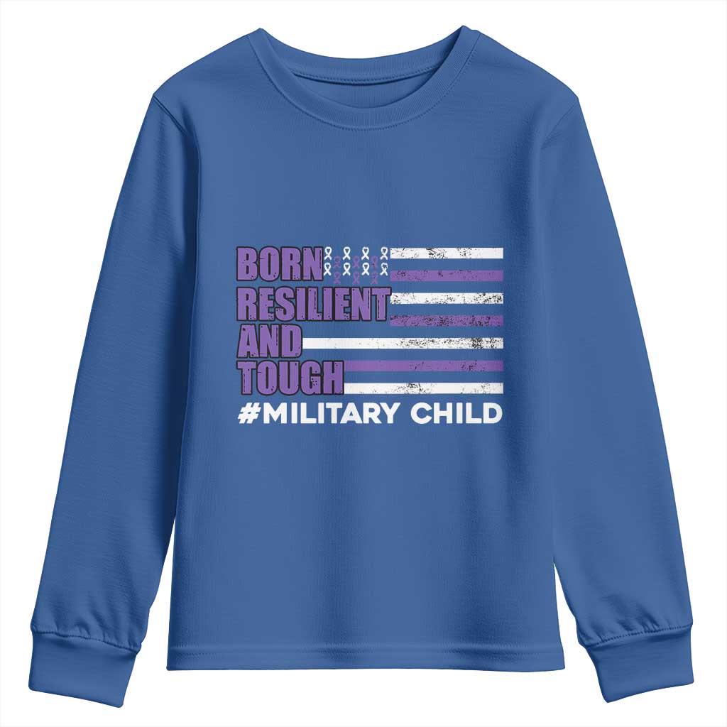 Military Child Born Resilient Tough Youth Sweatshirt Month Of The Military Kids Army Soldier American Flag