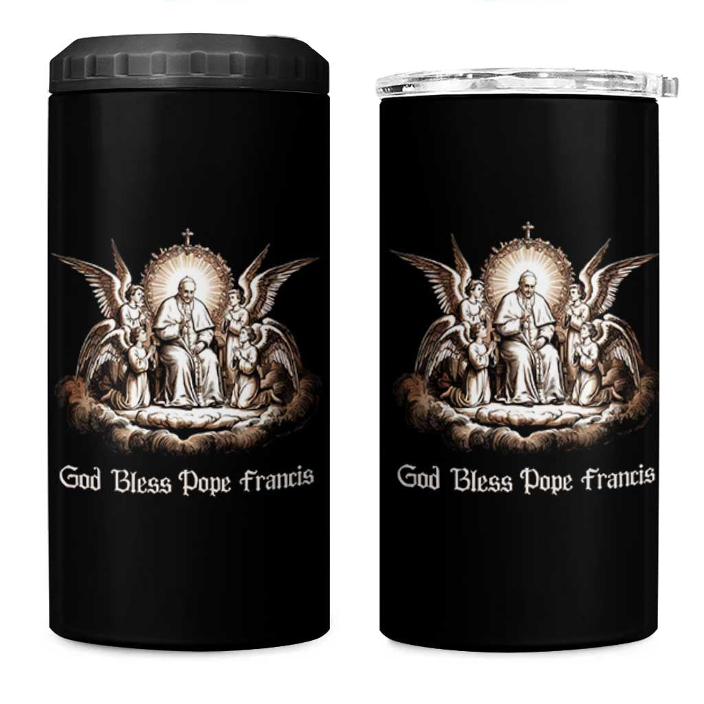 God Bless Pope Francis 4 in 1 Can Cooler Tumbler Memorial Angel Catholic Faith & Unity