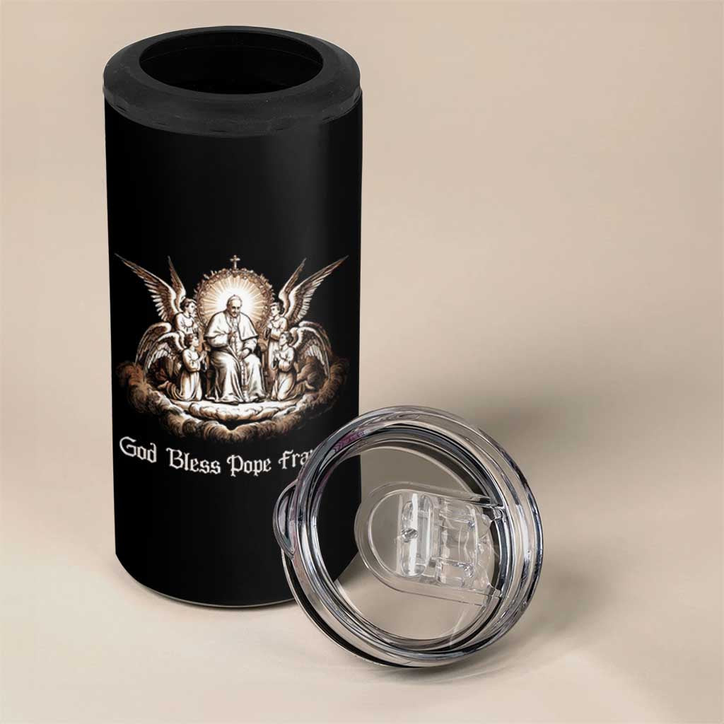 God Bless Pope Francis 4 in 1 Can Cooler Tumbler Memorial Angel Catholic Faith & Unity