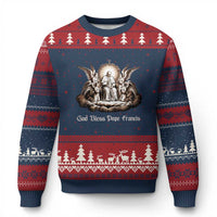 God Bless Pope Francis Ugly Christmas Sweater Memorial Angel Catholic Faith & Unity - Wonder Print Shop