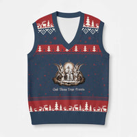 God Bless Pope Francis V-Neck Knit Sweater Vest Memorial Angel Catholic Faith & Unity - Wonder Print Shop