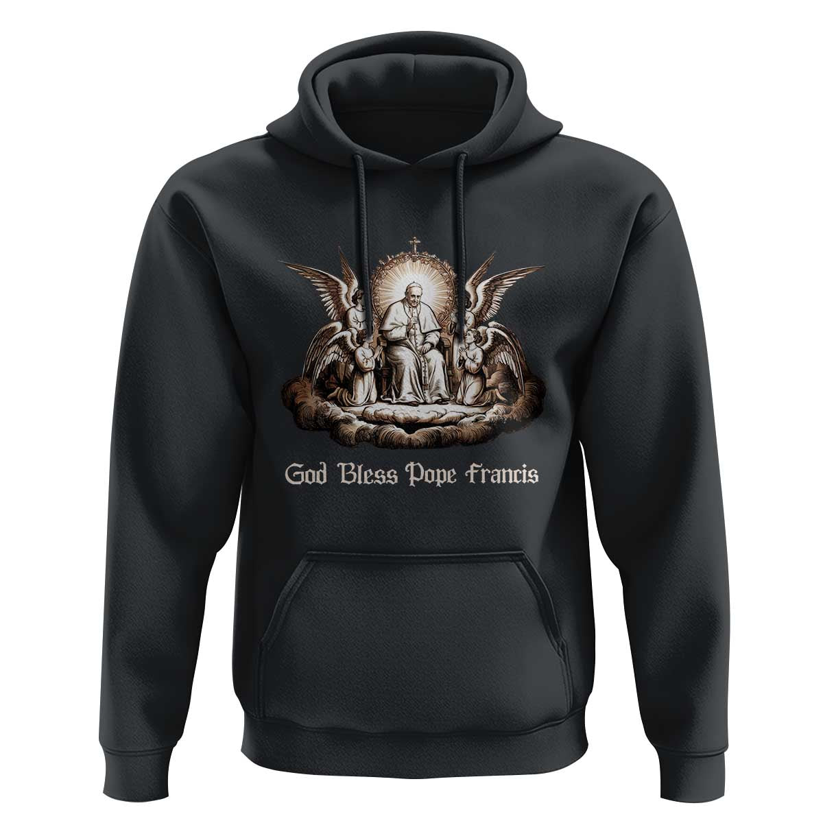 God Bless Pope Francis Hoodie Memorial Angel Catholic Faith & Unity