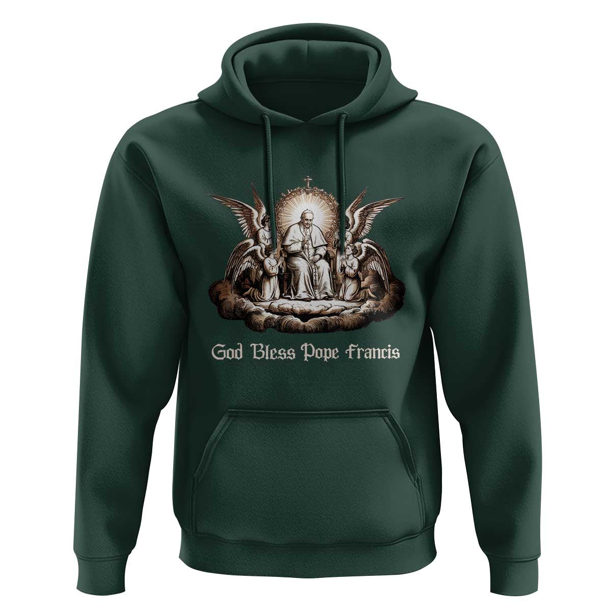 God Bless Pope Francis Hoodie Memorial Angel Catholic Faith & Unity