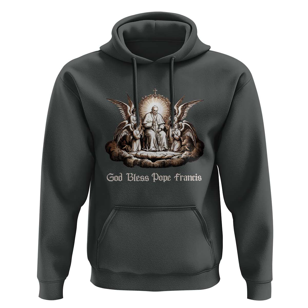 God Bless Pope Francis Hoodie Memorial Angel Catholic Faith & Unity