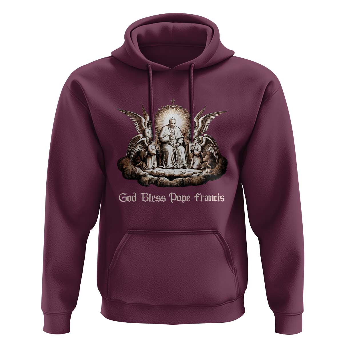 God Bless Pope Francis Hoodie Memorial Angel Catholic Faith & Unity