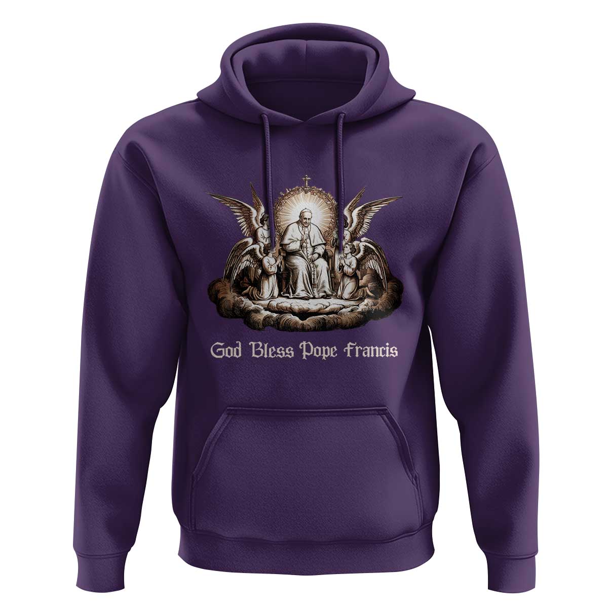 God Bless Pope Francis Hoodie Memorial Angel Catholic Faith & Unity