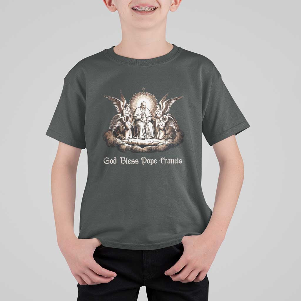 God Bless Pope Francis T Shirt For Kid Memorial Angel Catholic Faith & Unity