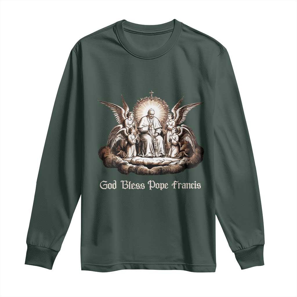 God Bless Pope Francis Long Sleeve Shirt Memorial Angel Catholic Faith & Unity