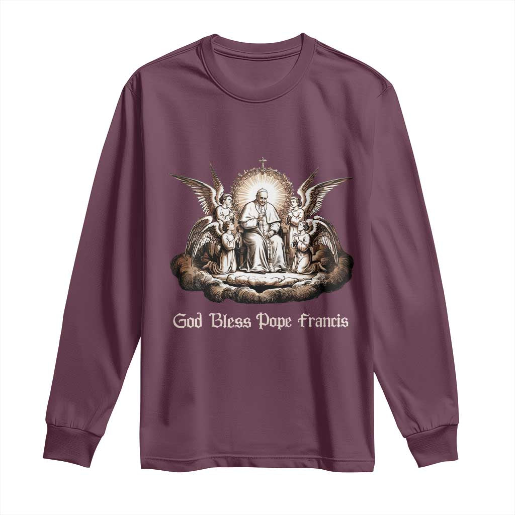 God Bless Pope Francis Long Sleeve Shirt Memorial Angel Catholic Faith & Unity