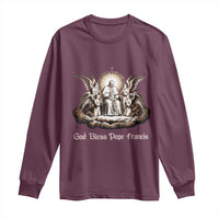 God Bless Pope Francis Long Sleeve Shirt Memorial Angel Catholic Faith & Unity