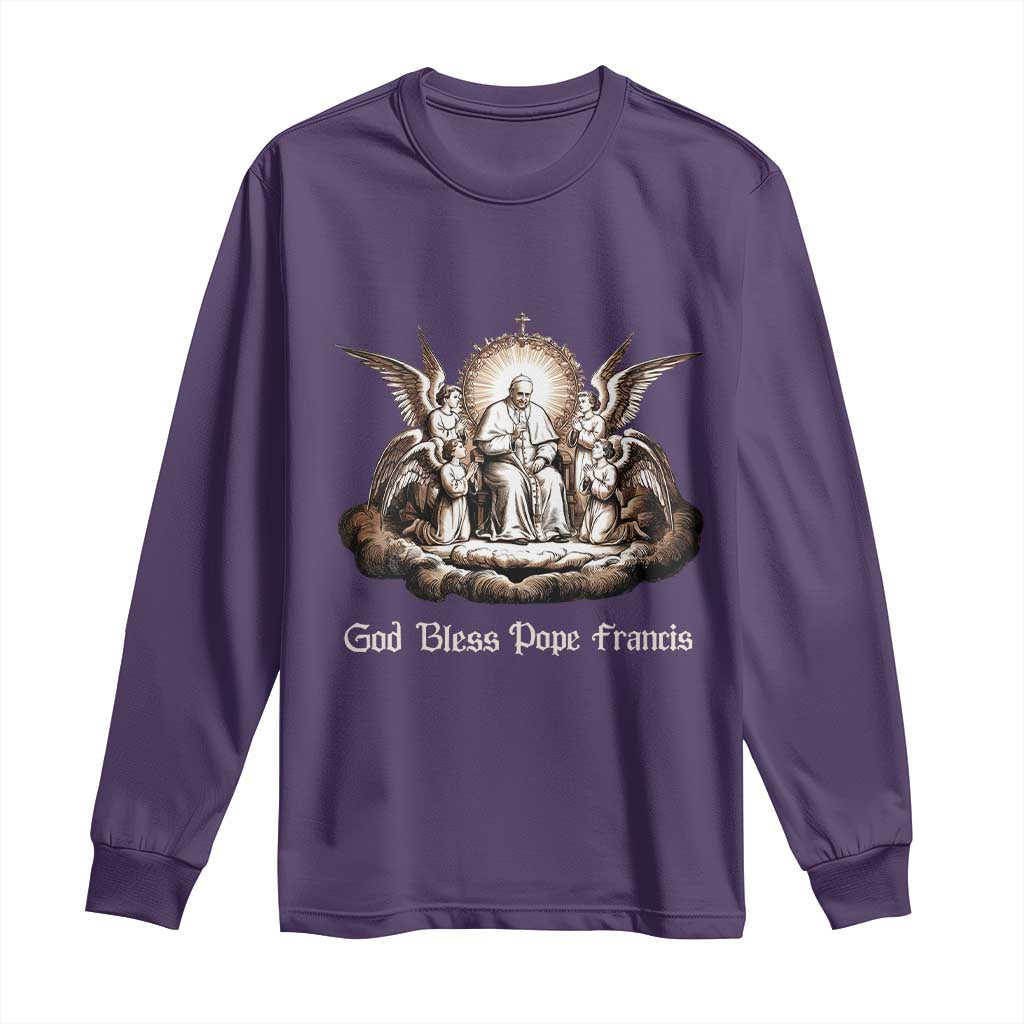 God Bless Pope Francis Long Sleeve Shirt Memorial Angel Catholic Faith & Unity