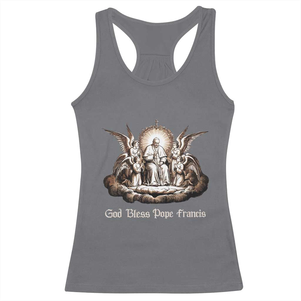 God Bless Pope Francis Racerback Tank Top Memorial Angel Catholic Faith & Unity