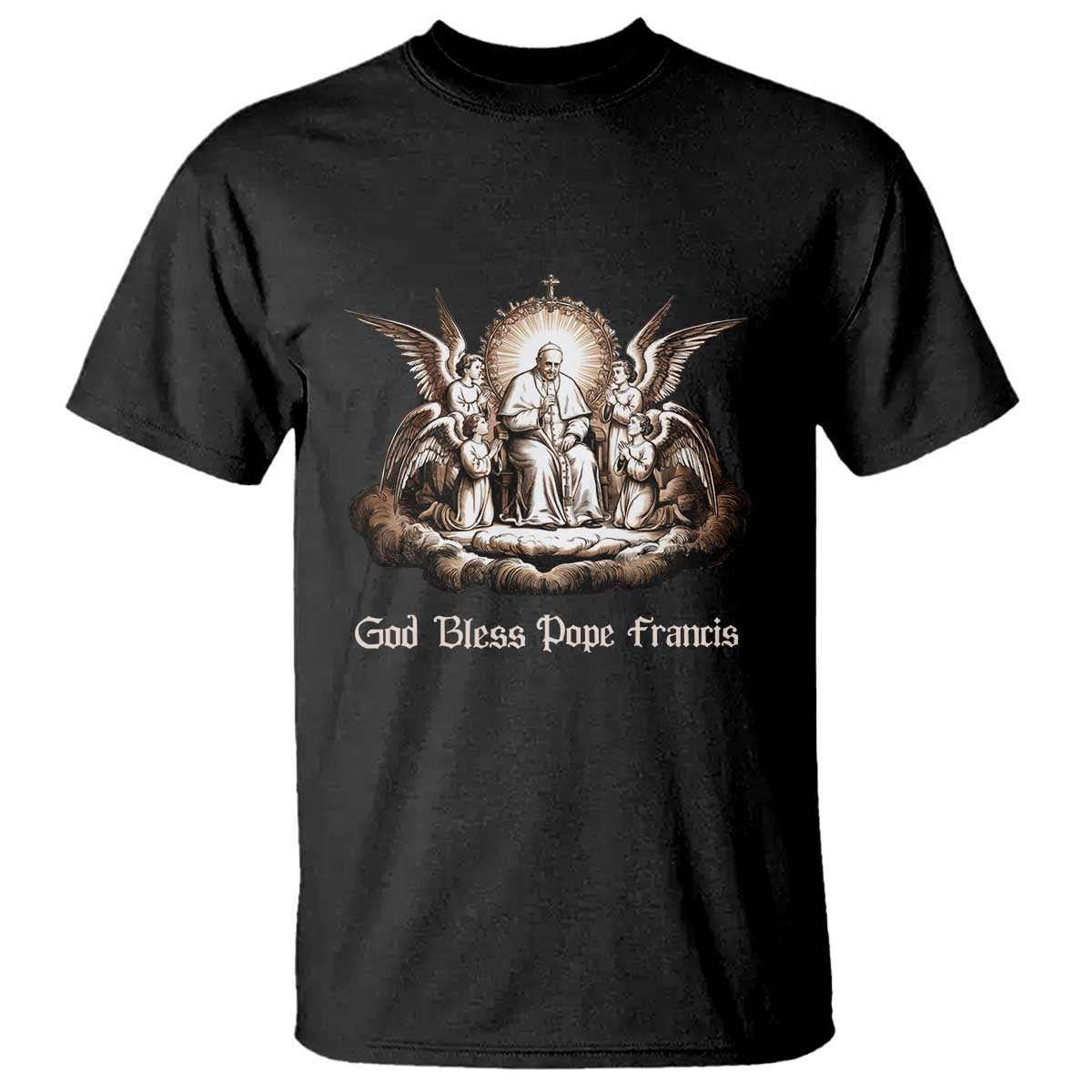 God Bless Pope Francis T Shirt Memorial Angel Catholic Faith & Unity