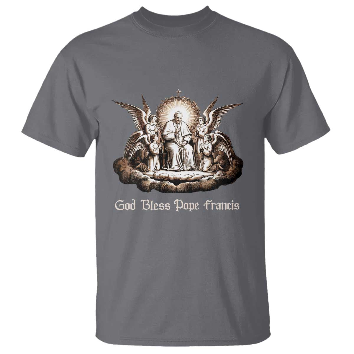 God Bless Pope Francis T Shirt Memorial Angel Catholic Faith & Unity